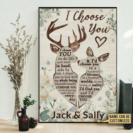 Deer I Choose You Personalized - Vertical Poster - Owl Ohh - Owl Ohh