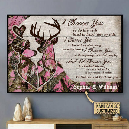Deer Pink Camo I Choose You Personalized - Horizontal Poster - Owl Ohh - Owl Ohh