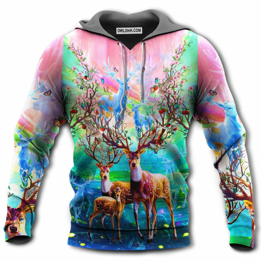 Deer Spring Colorful Style - Hoodie - Owl Ohh - Owl Ohh
