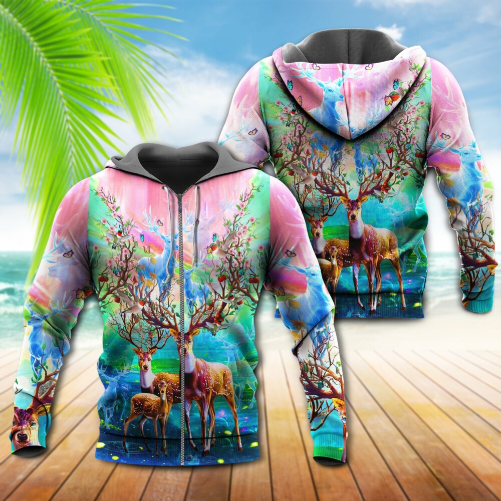Deer Spring Colorful Style - Hoodie - Owl Ohh - Owl Ohh