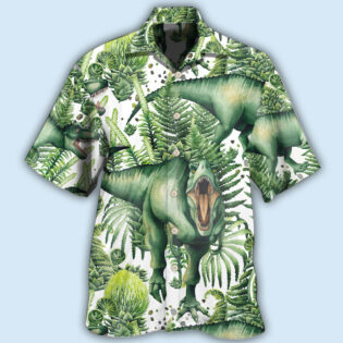 Dinosaur Strong Green Tropical Leaf - Hawaiian Shirt - Owl Ohh - Owl Ohh