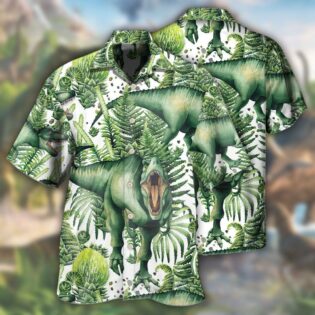 Dinosaur Strong Green Tropical Leaf - Hawaiian Shirt - Owl Ohh - Owl Ohh