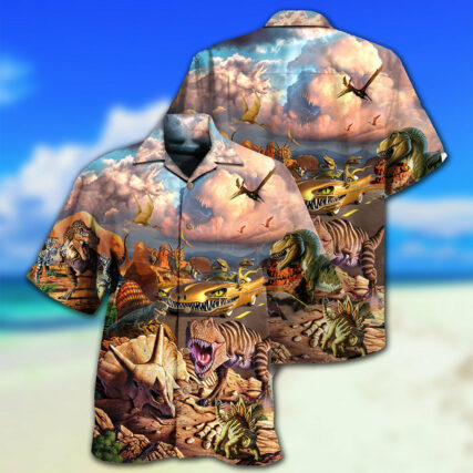 Dinosaur All Dinosaurs Go To Heaven - Hawaiian Shirt - Owl Ohh - Owl Ohh