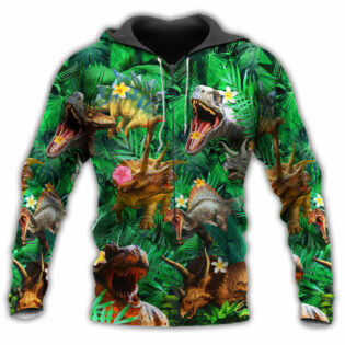 Dinosaur Aloha Style With Green Style - Hoodie - Owl Ohh - Owl Ohh