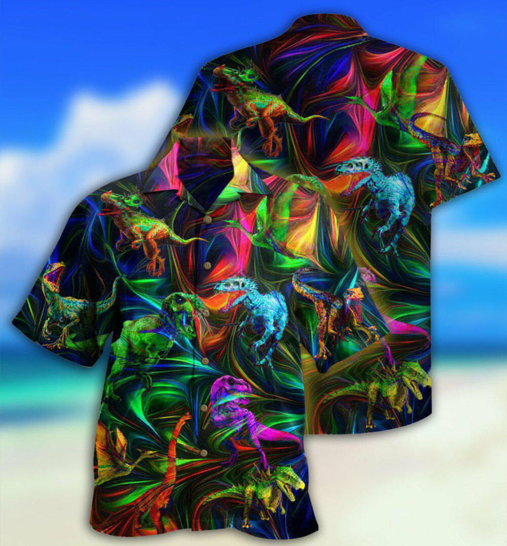 Dinosaur Amazing Love Neon Style - Hawaiian Shirt - Owl Ohh - Owl Ohh