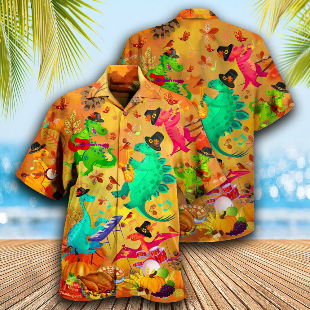 Dinosaur Funny Thanksgiving - Hawaiian Shirt - Owl Ohh - Owl Ohh