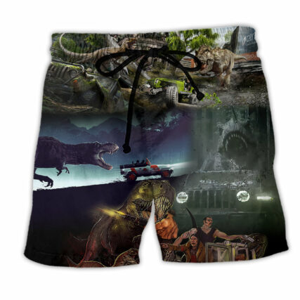 Dinosaur Jeep Cool Style - Beach Short - Owl Ohh - Owl Ohh