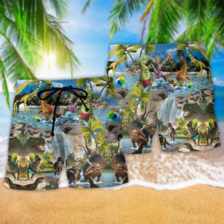 Dinosaur Love Swimming Love Beach - Beach Short - Owl Ohh - Owl Ohh