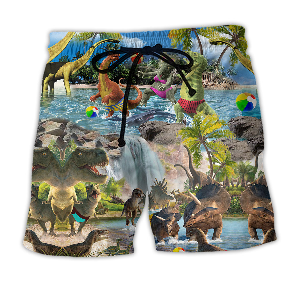 Dinosaur Love Swimming Love Beach - Beach Short - Owl Ohh - Owl Ohh