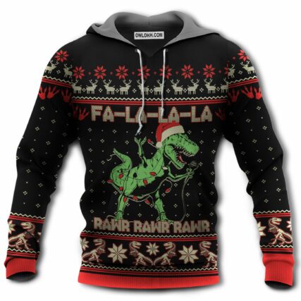 Dinosaur Merry Christmas Rawr - Hoodie - Owl Ohh - Owl Ohh