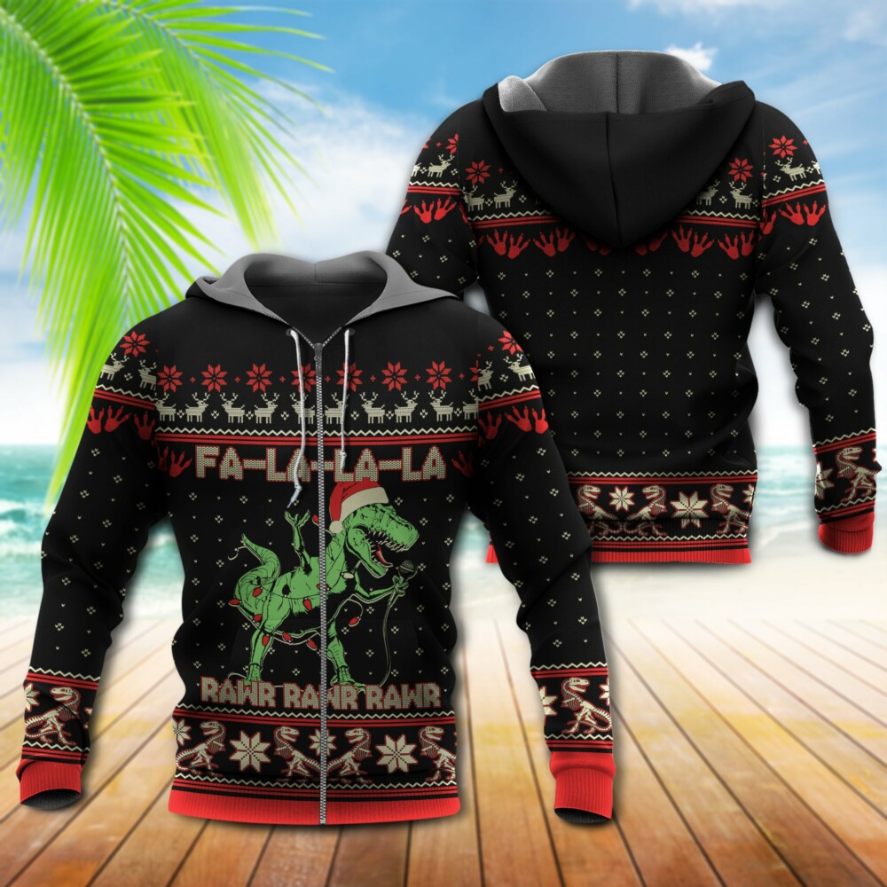 Dinosaur Merry Christmas Rawr - Hoodie - Owl Ohh - Owl Ohh