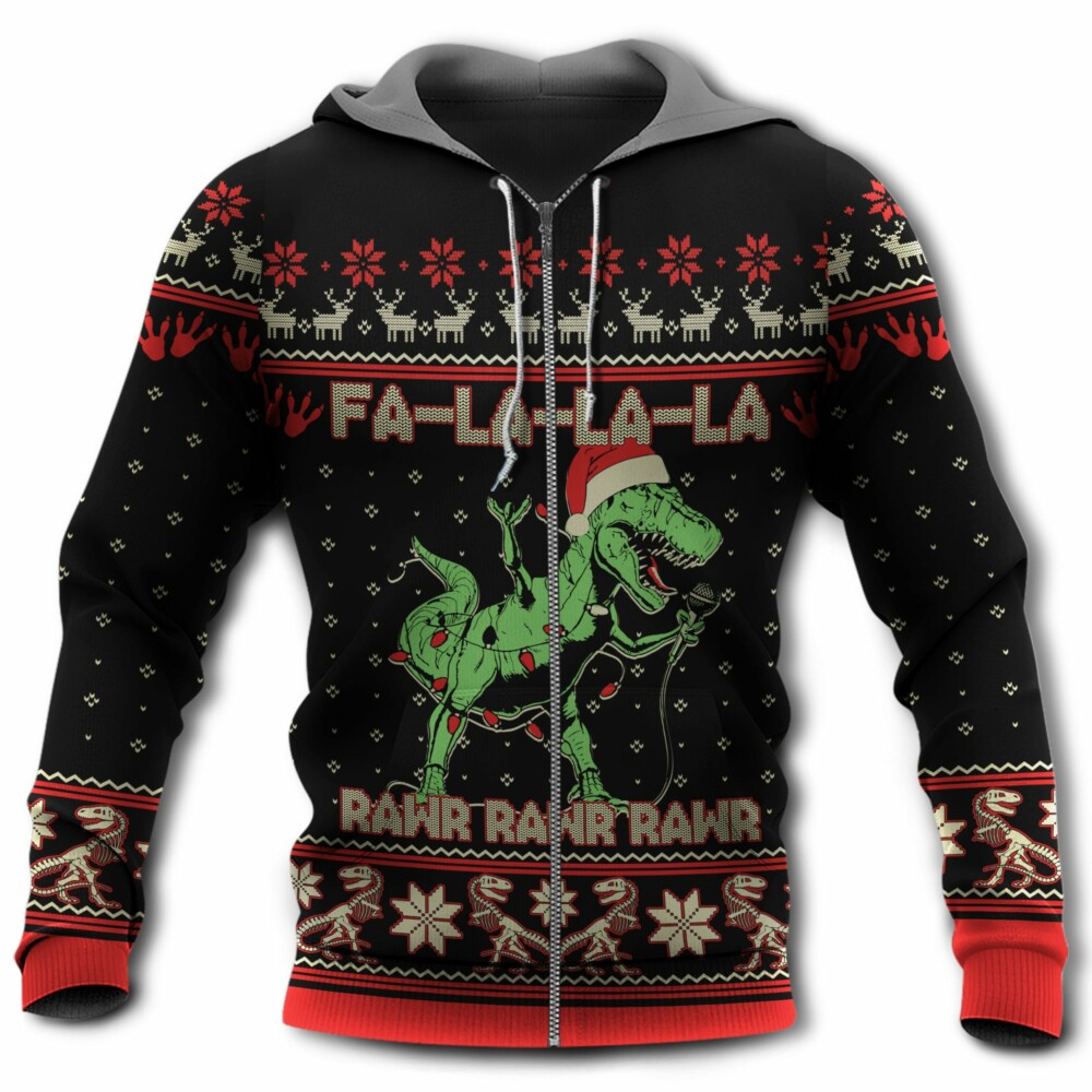 Dinosaur Merry Christmas Rawr - Hoodie - Owl Ohh - Owl Ohh