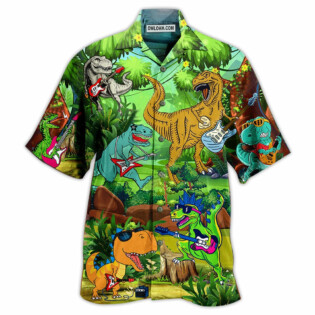 Dinosaur Play Guitar Like A Star Funny - Hawaiian Shirt - Owl Ohh - Owl Ohh