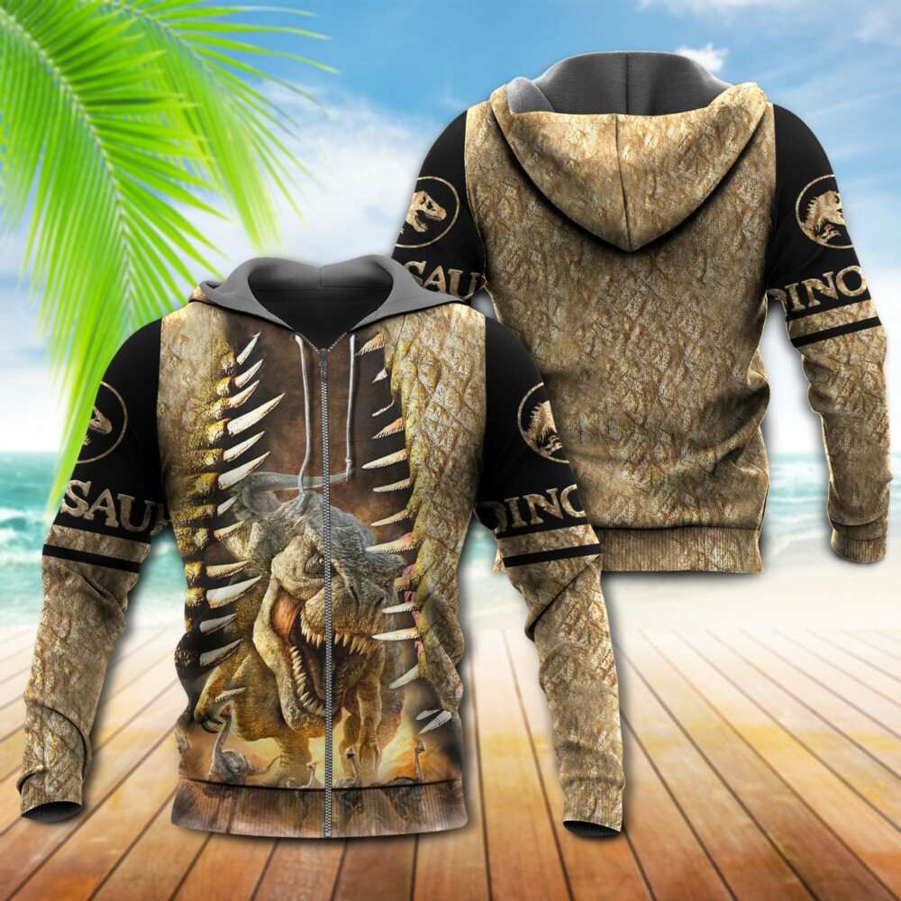 Dinosaur Play Together In Sunset - Hoodie - Owl Ohh - Owl Ohh