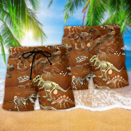 Dinosaur T-Rex Skull - Beach Short - Owl Ohh - Owl Ohh
