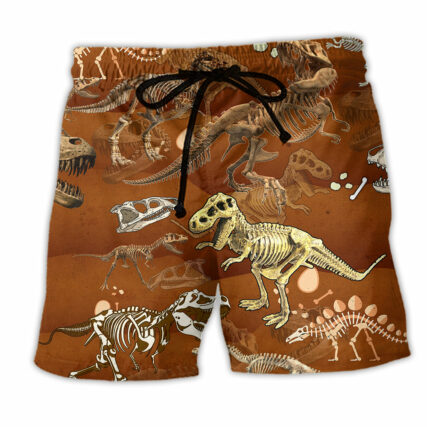 Dinosaur T-Rex Skull - Beach Short - Owl Ohh - Owl Ohh