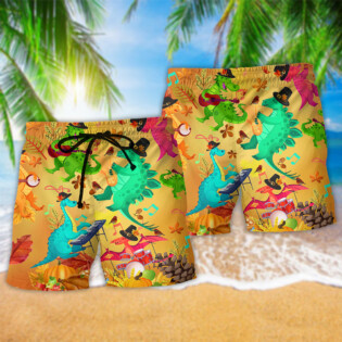 Dinosaur Thanksgiving Funny Style - Beach Short - Owl Ohh - Owl Ohh