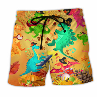 Dinosaur Thanksgiving Funny Style - Beach Short - Owl Ohh - Owl Ohh