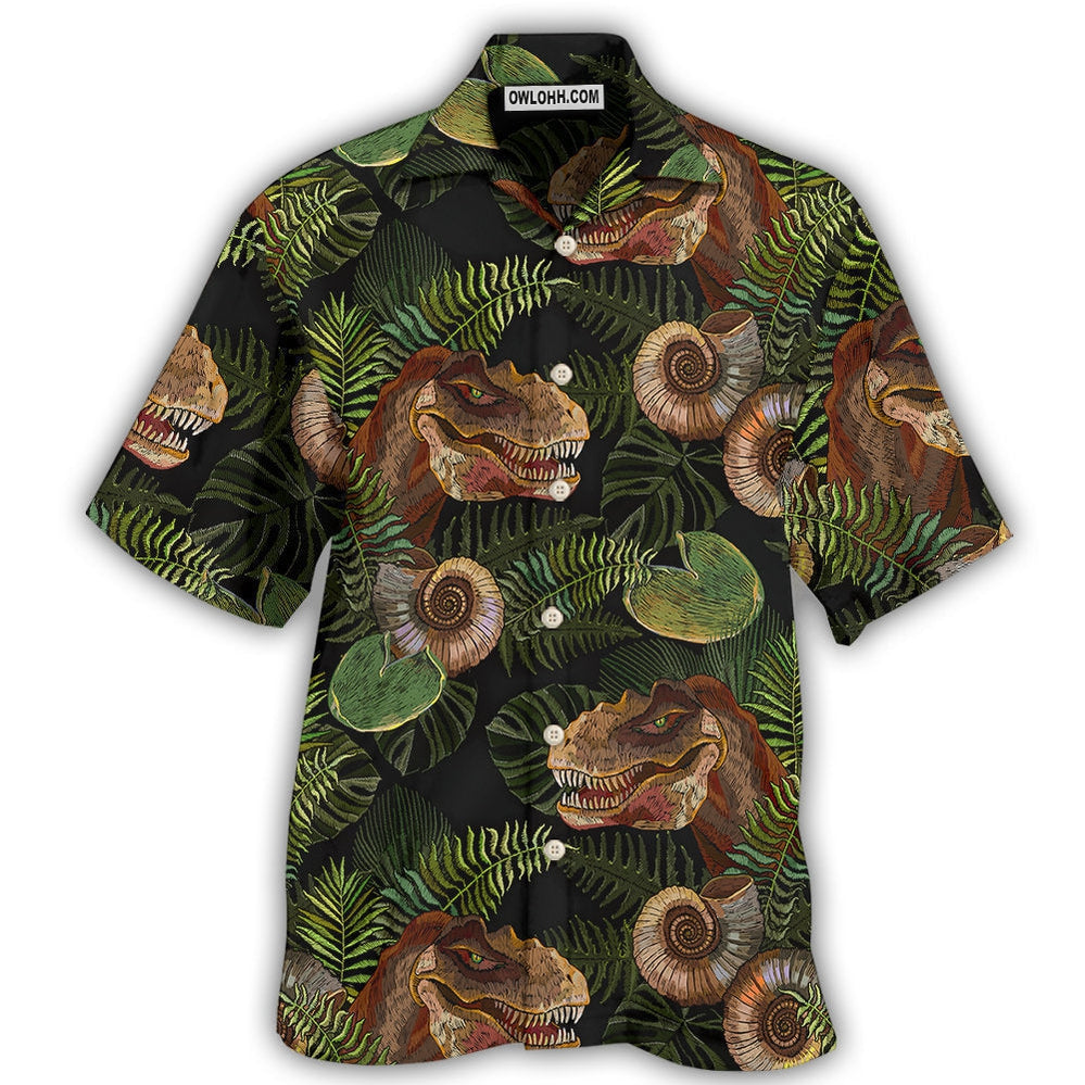 Dinosaur Tropical Leaves Cool Style - Hawaiian Shirt - Owl Ohh - Owl Ohh