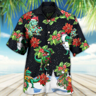 Dinosaur Bright In Merry Night Xmas - Hawaiian Shirt - Owl Ohh - Owl Ohh