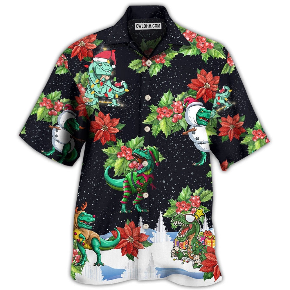 Dinosaur Bright In Merry Night Xmas - Hawaiian Shirt - Owl Ohh - Owl Ohh