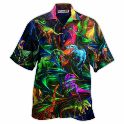Dinosaur Amazing Love Neon Style - Hawaiian Shirt - Owl Ohh - Owl Ohh