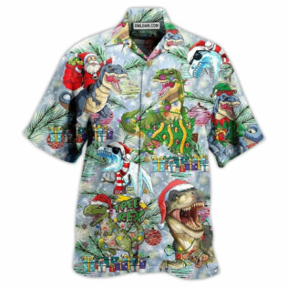 Dinosaur And Merry Christmas - Hawaiian Shirt - Owl Ohh - Owl Ohh