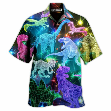 Dinosaur Fullcolor Neon Cool - Hawaiian Shirt - Owl Ohh - Owl Ohh