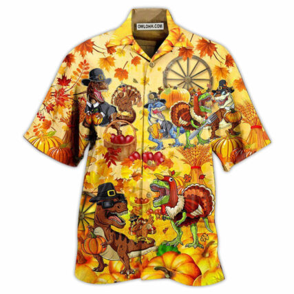 Dinosaur Happy Trexgiving Fall - Hawaiian Shirt - Owl Ohh - Owl Ohh