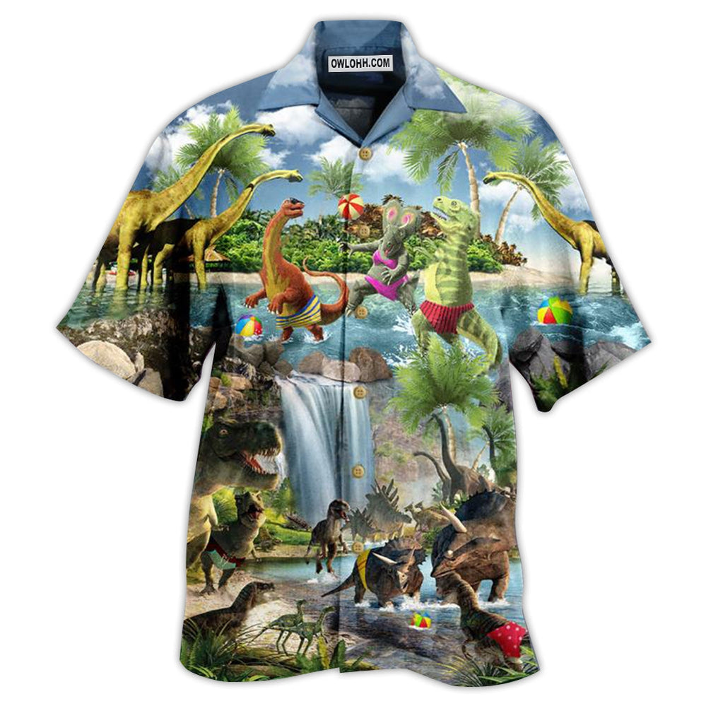Dinosaur Love Swimming Love Beach Love Summer - Hawaiian Shirt - Owl Ohh - Owl Ohh