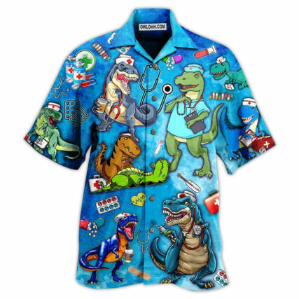 Dinosaur The Nice Nurse Is On Vacation - Hawaiian Shirt - Owl Ohh - Owl Ohh