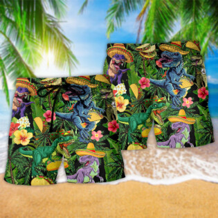 Dinosaur Taco T-rex Light Colors - Beach Short - Owl Ohh - Owl Ohh