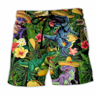 Dinosaur Taco T-rex Light Colors - Beach Short - Owl Ohh - Owl Ohh