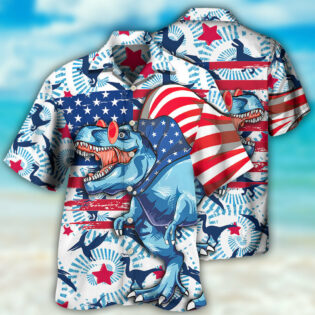 Dinosaur Independence Day Funny Dinosaurus - Hawaiian Shirt - Owl Ohh - Owl Ohh