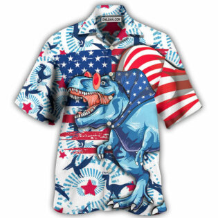 Dinosaur Independence Day Funny Dinosaurus - Hawaiian Shirt - Owl Ohh - Owl Ohh