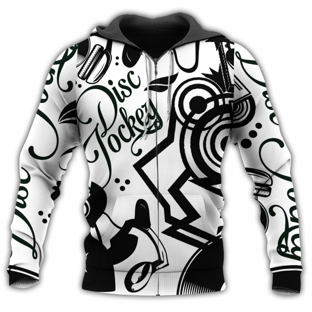 Music Disc Jockey Black And White Style - Hoodie - Owl Ohh - Owl Ohh