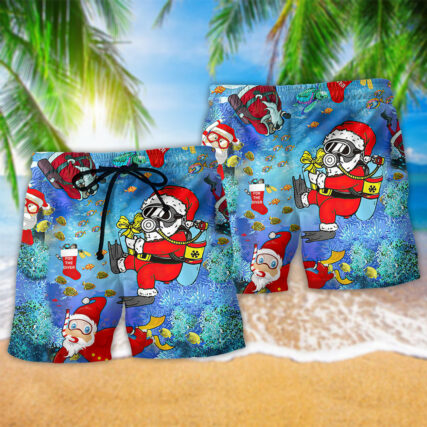 Diving Christmas Santa Claus Dives - Beach Short - Owl Ohh - Owl Ohh