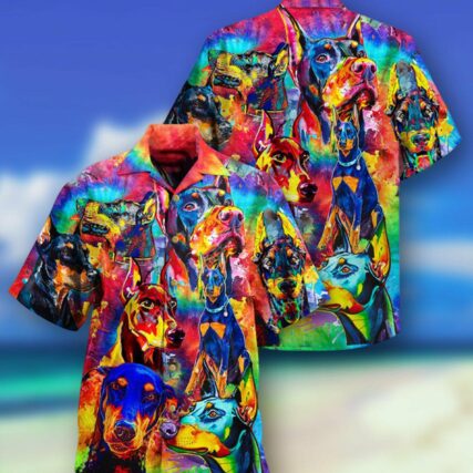 Doberman Dogs Colorful - Hawaiian Shirt - Owl Ohh - Owl Ohh
