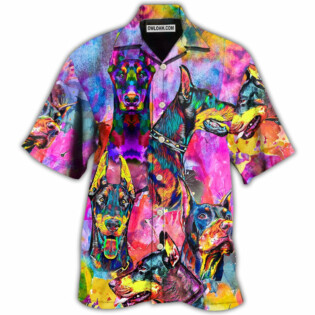 Doberman Colorful Painting So Cool - Hawaiian Shirt - Owl Ohh - Owl Ohh