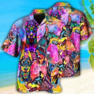 Doberman Colorful Painting So Cool - Hawaiian Shirt - Owl Ohh - Owl Ohh