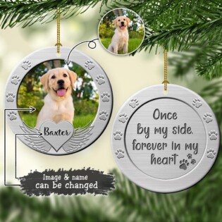 Dog Memorial Silver Style Custom Photo - Circle Ornament - Owl Ohh - Owl Ohh