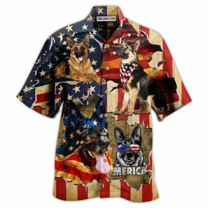 German Shepherd Dog America Protected By German Shepherd - Hawaiian Shirt - Owl Ohh - Owl Ohh