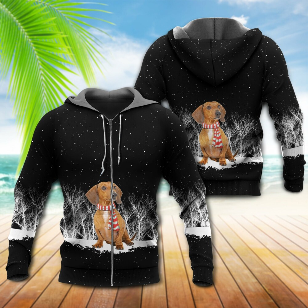 Dog Dachshund Love Snow - Hoodie - Owl Ohh - Owl Ohh