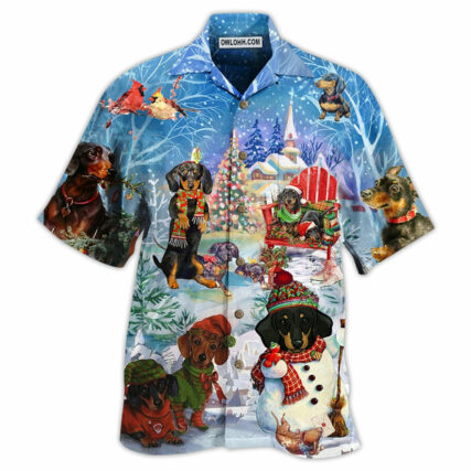 Dachshund Through The Snow Merry Christmas - Hawaiian Shirt - Owl Ohh - Owl Ohh