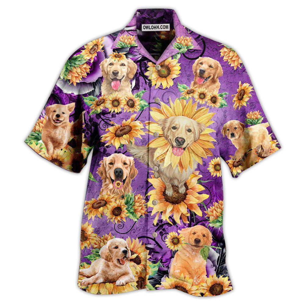 Golden Retriever Be A Sunflower Purple - Hawaiian Shirt - Owl Ohh - Owl Ohh