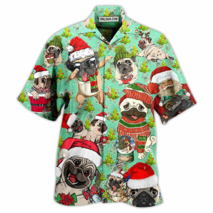 Pug Dog Merry Pugmas - Hawaiian Shirt - Owl Ohh - Owl Ohh