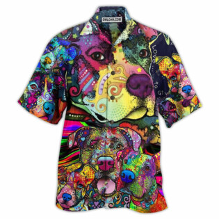 Pitbull Parents Colorful Painting - Hawaiian Shirt - Owl Ohh - Owl Ohh