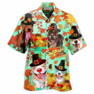 Pitbull Dog Happy Thanksgiving - Hawaiian Shirt - Owl Ohh - Owl Ohh