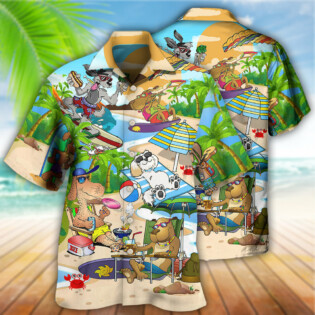 Dog Puppy Funny Beaches Happy Summer - Hawaiian Shirt - Owl Ohh - Owl Ohh