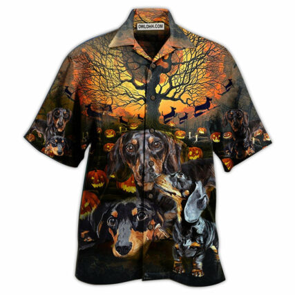 Dachshund Halloween Night Pumpkin - Hawaiian Shirt - Owl Ohh - Owl Ohh
